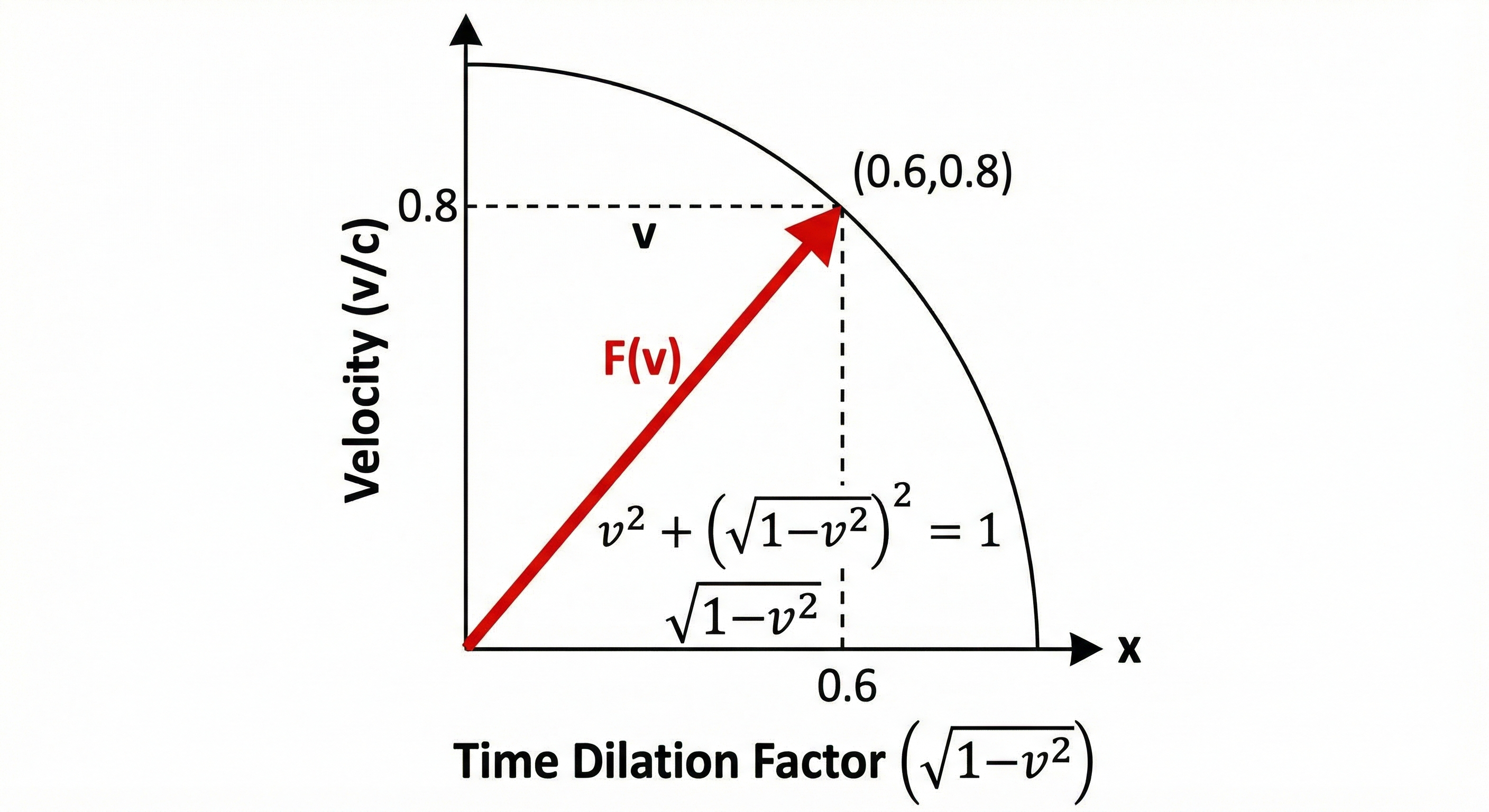 Figure 2: Time Dilation as Alignment. The time dilation factor is the inner product (or projection) of the moving frame's vector onto the rest frame's temporal axis.